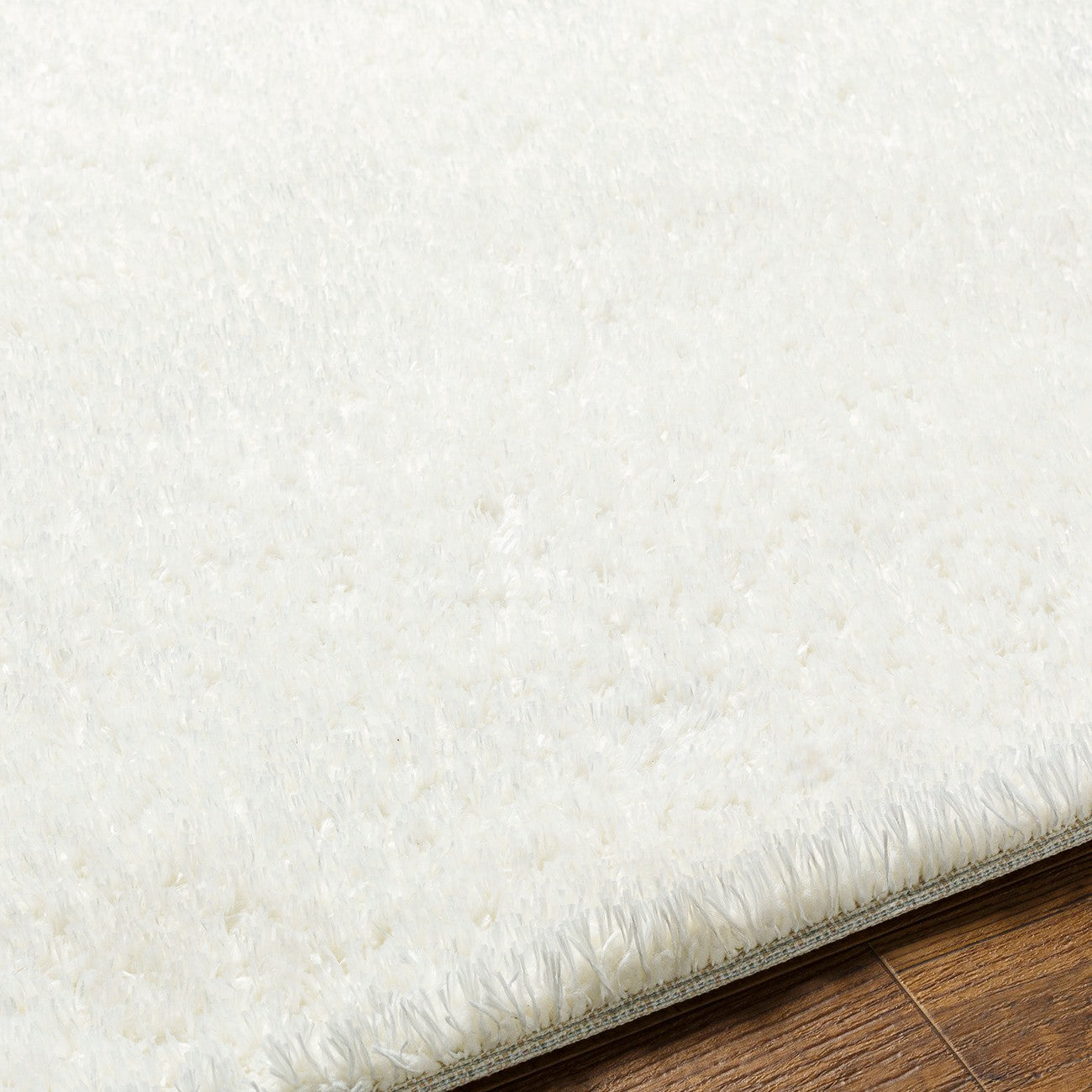 CLAIRE Round Shaggy Solid Color Plush Pile Off-White Area Rug Texture