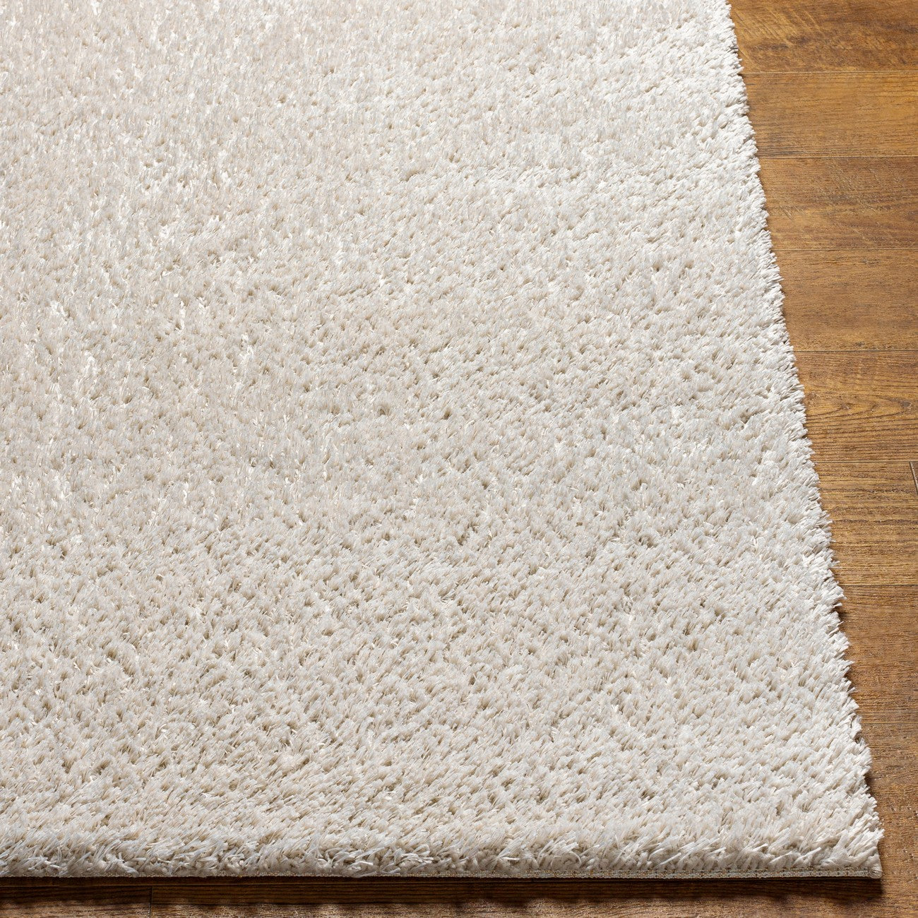 ADLEY Round Shaggy Modern Plush Pile Light Grey Area Rug Front