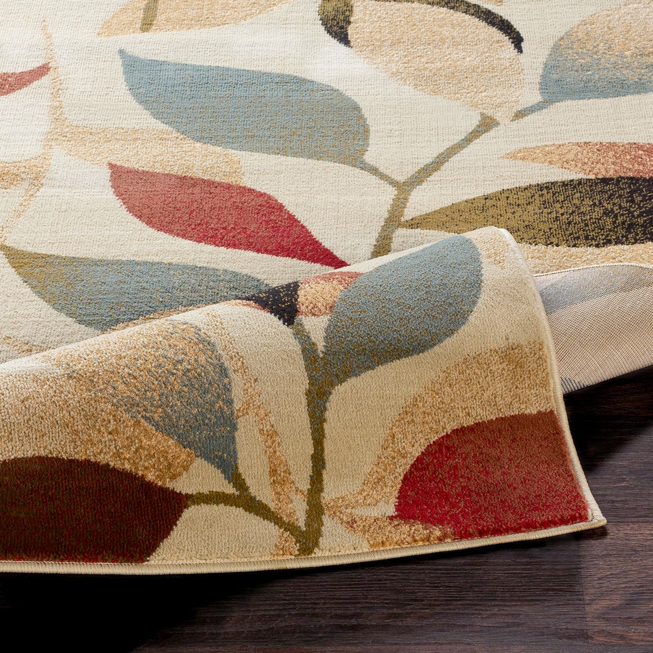 DAMALI Scandi Modern White/Dark Red Area Rug Fold