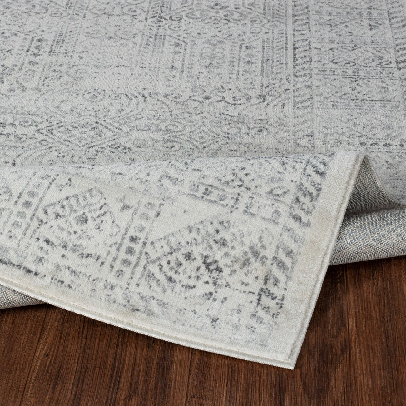DANIA Vintage Traditional Oriental Boho Grey/Ivory Area Rug Fold