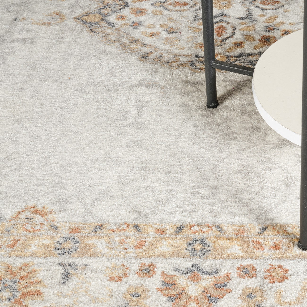 DEEPIKA Machine Washable Traditional Boho Grey/Brown Area Rug Swatch
