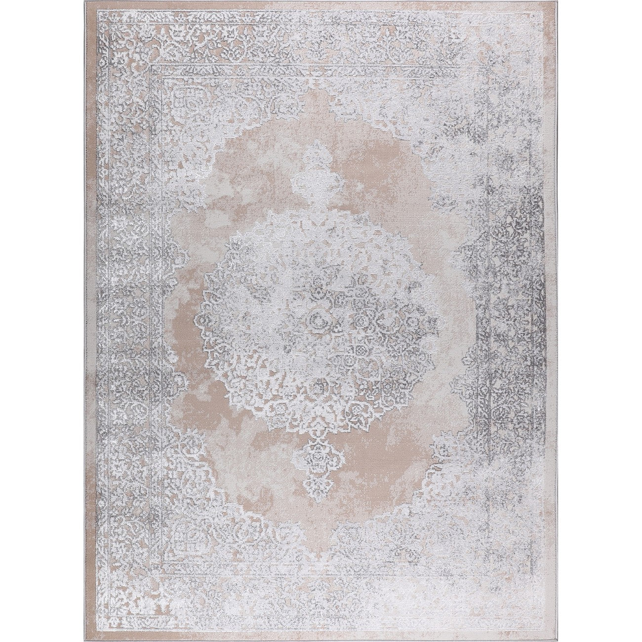 DEFNE Vintage Traditional Oriental Boho Beige/White Area Rug Flat