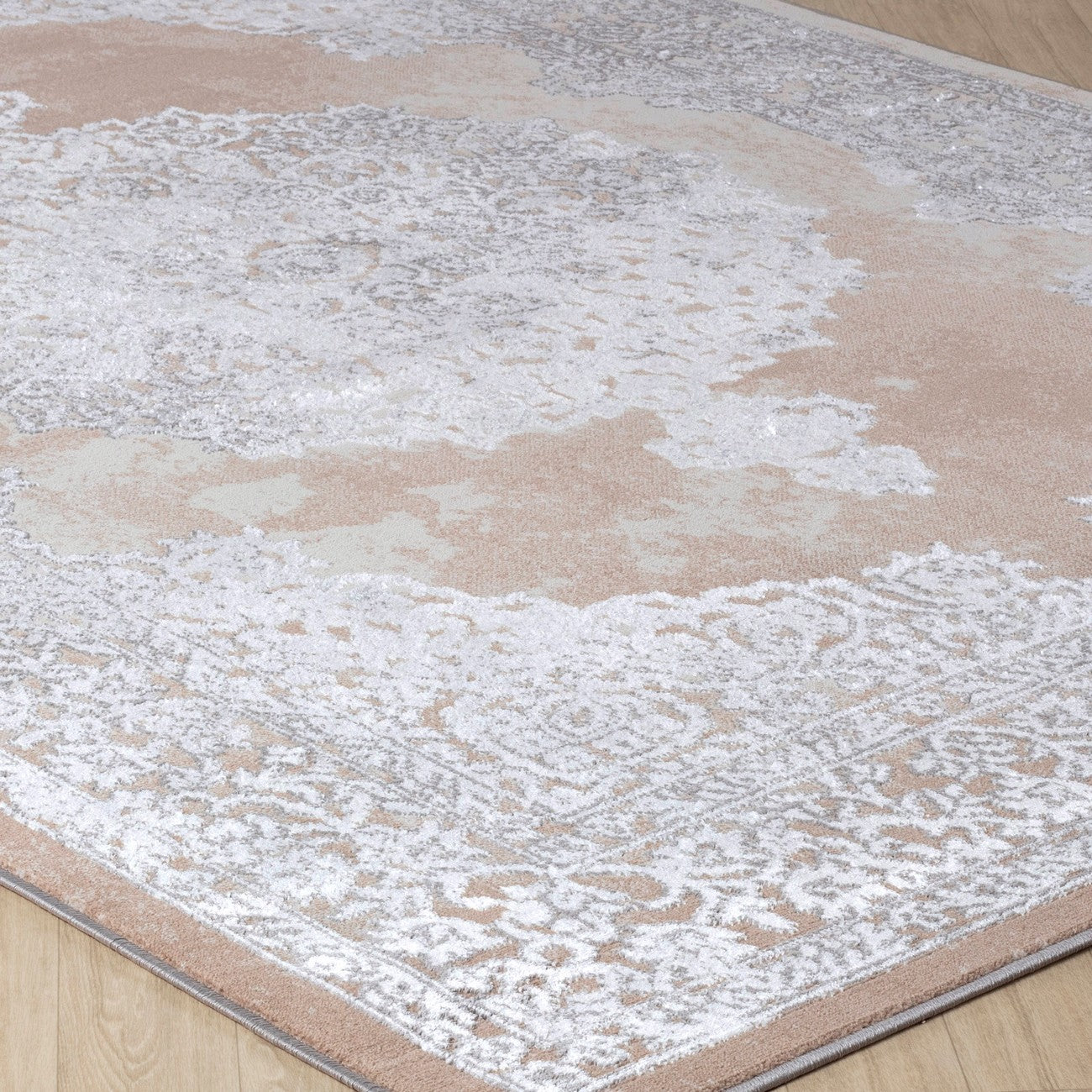 DEFNE Vintage Traditional Oriental Boho Beige/White Area Rug Corner