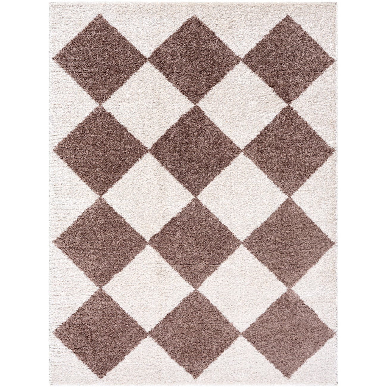 DELINE Machine Washable Modern Shaggy Dark Brown Area Rug Flat
