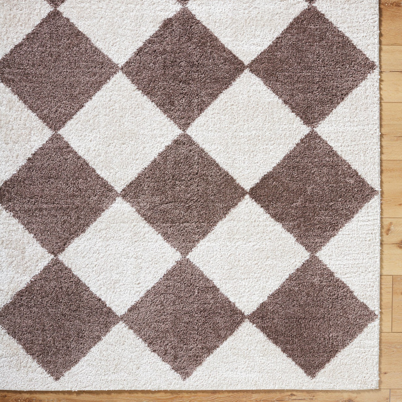 DELINE Machine Washable Modern Shaggy Dark Brown Area Rug Overhead