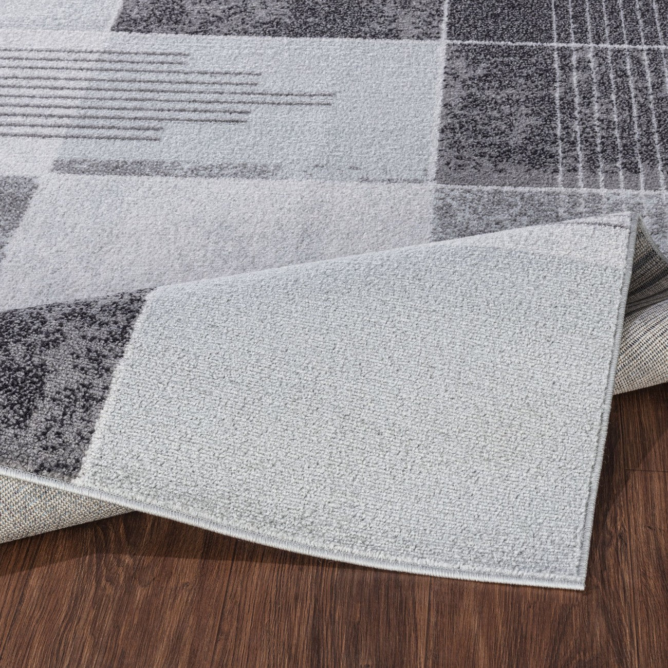 DENISE Scandi Geometric Black Area Rug Fold