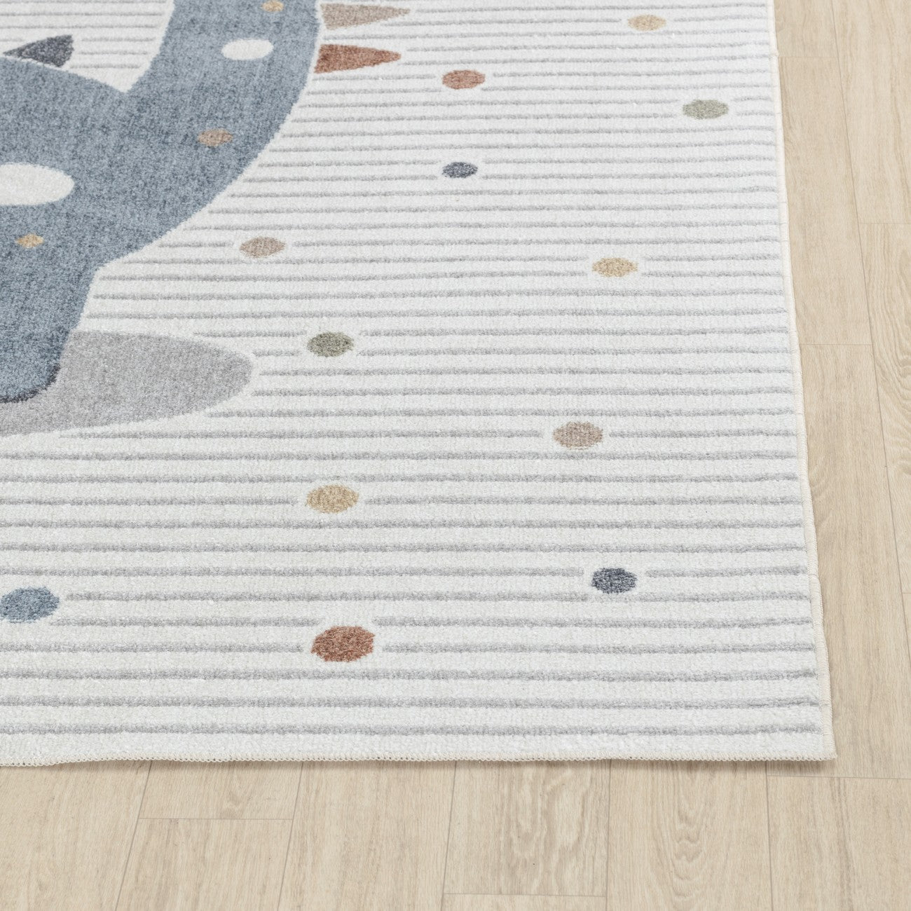DINO Machine Washable Beige/Grey Kids Room Rug Front