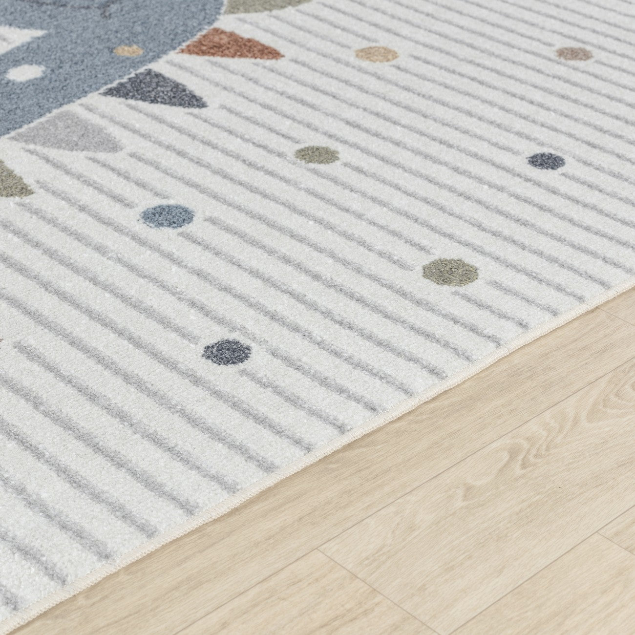 DINO Machine Washable Beige/Grey Kids Room Rug Texture