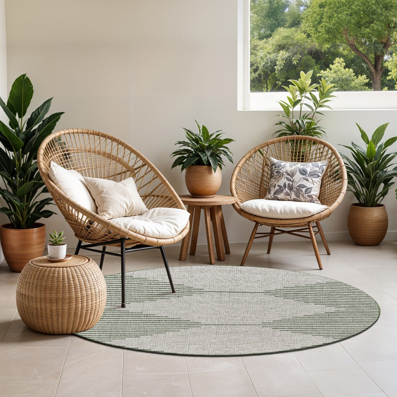 DOLLY Indoor & Outdoor Global Moss/Grey Area Rug