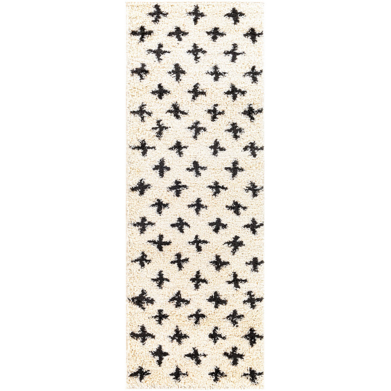 ELIZA Shaggy Modern Plush Pile Cream Area Rug Flat