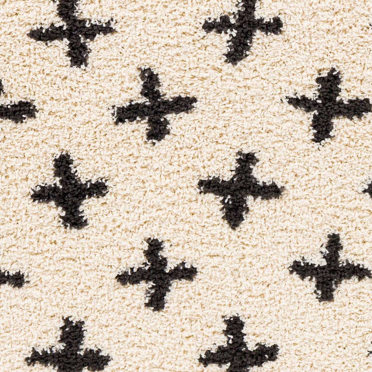 ELIZA Shaggy Modern Plush Pile Cream Area Rug Swatch