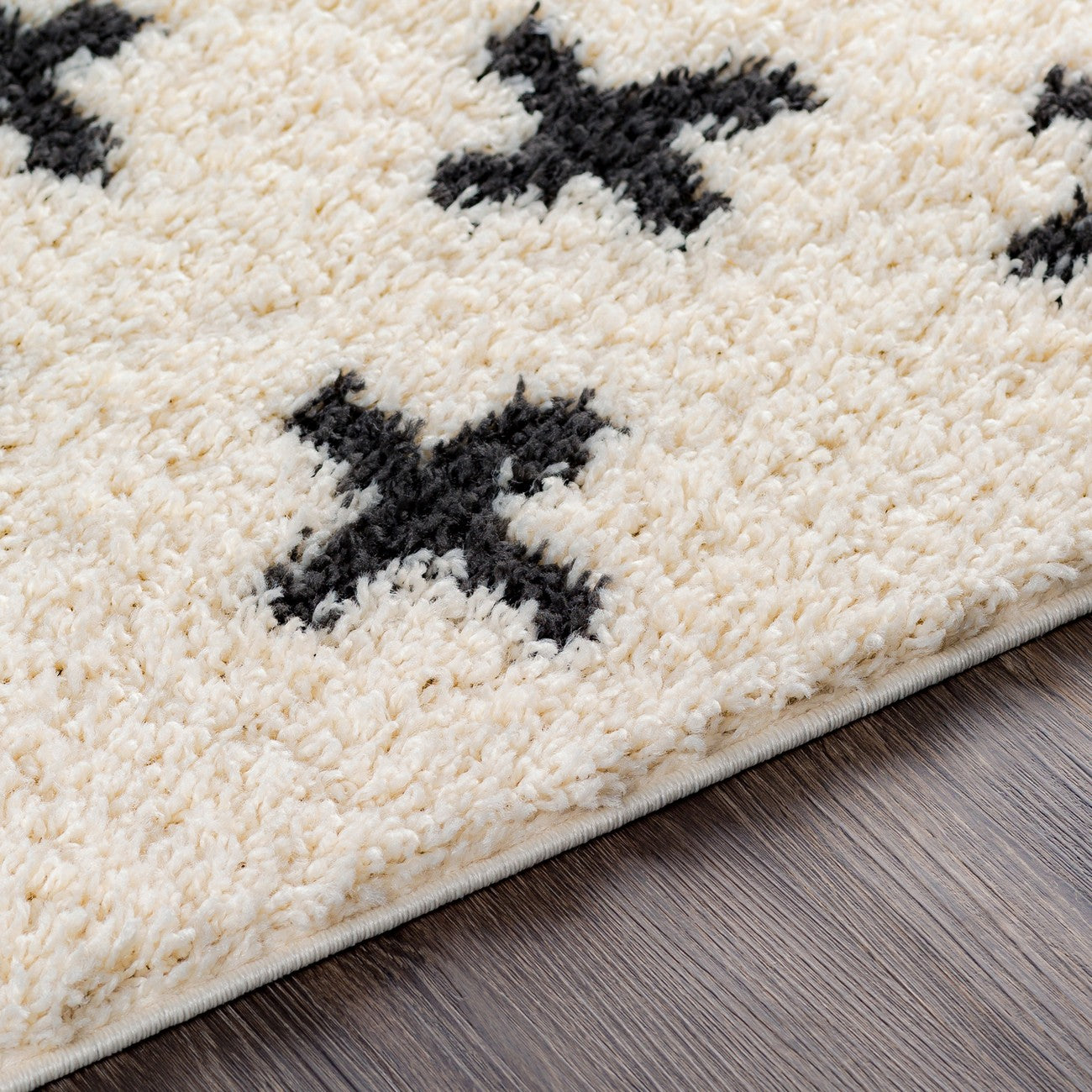 ELIZA Shaggy Modern Plush Pile Cream Area Rug Texture