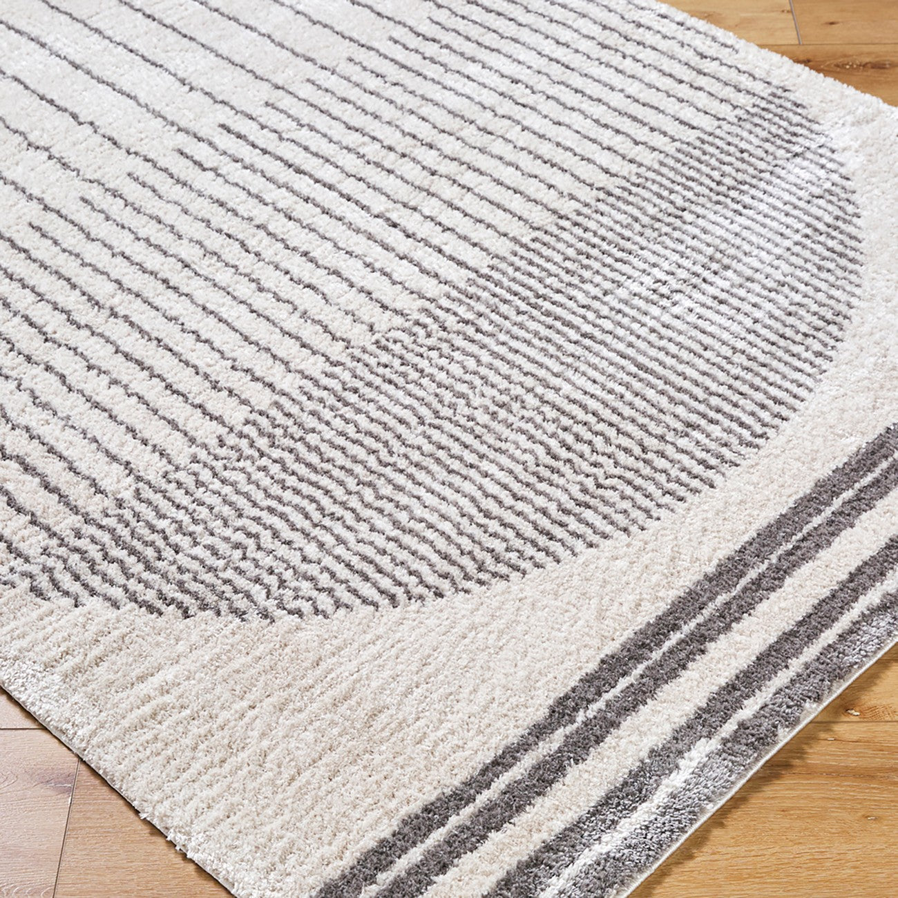 ENSO3 Machine Washable Modern Shaggy Charcoal Area Rug Corner