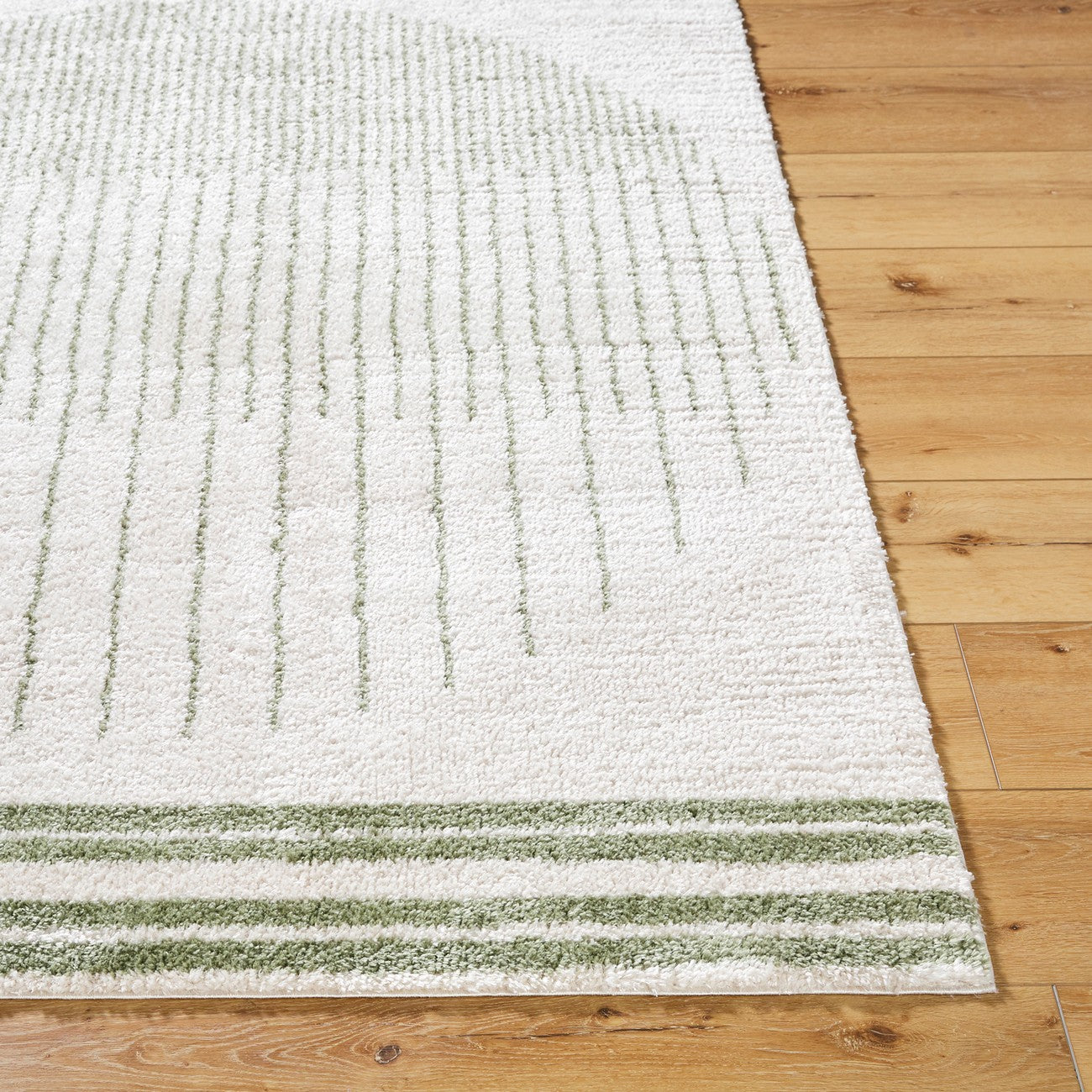 ENSO3 Machine Washable Modern Shaggy Grass Green Area Rug Front
