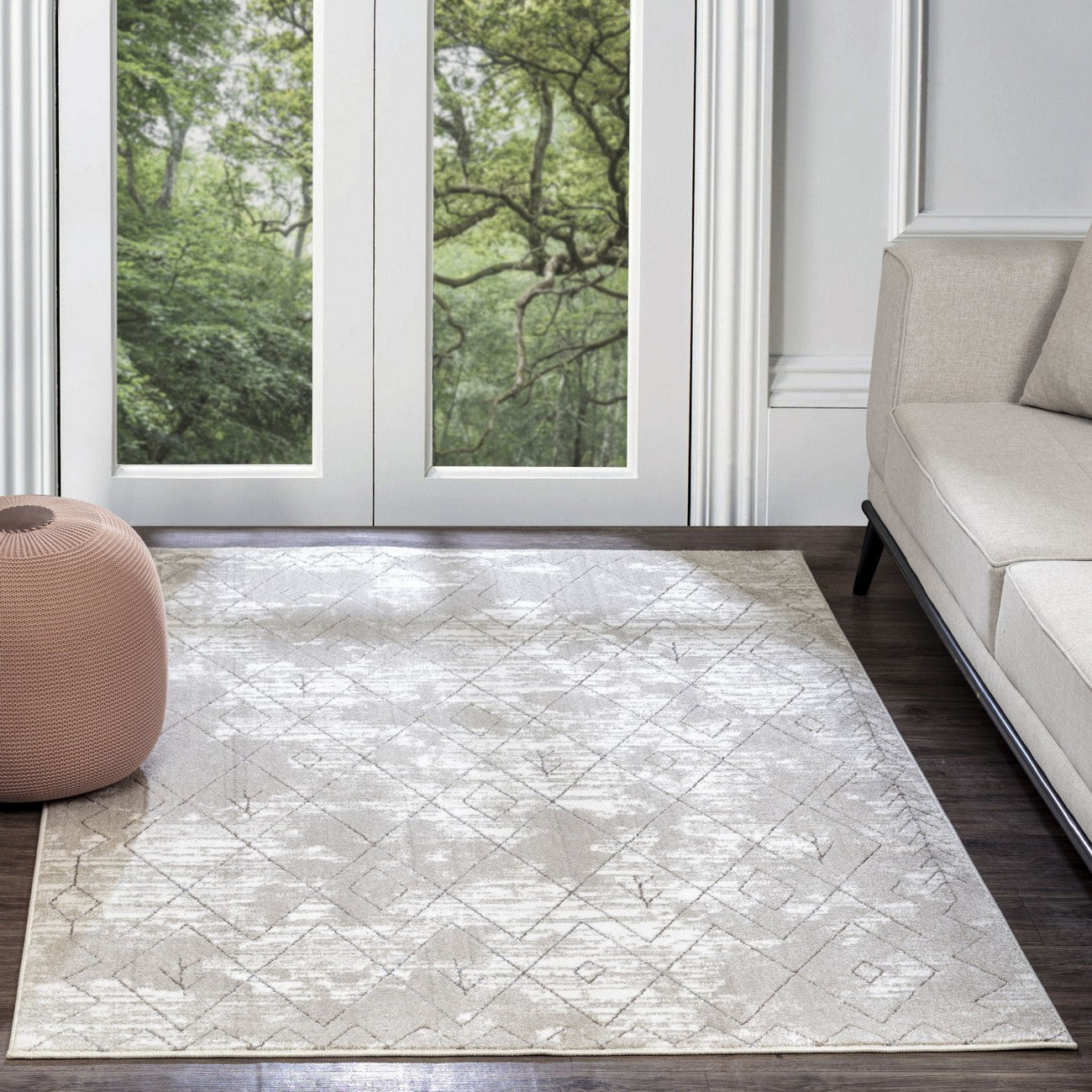 FABIA Berber Modern Grey Area Rug Roomscene
