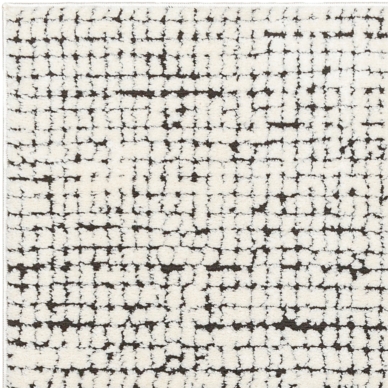 AMANDINE Scandi Modern High Pile Ivory/Black Area Rug Zoom