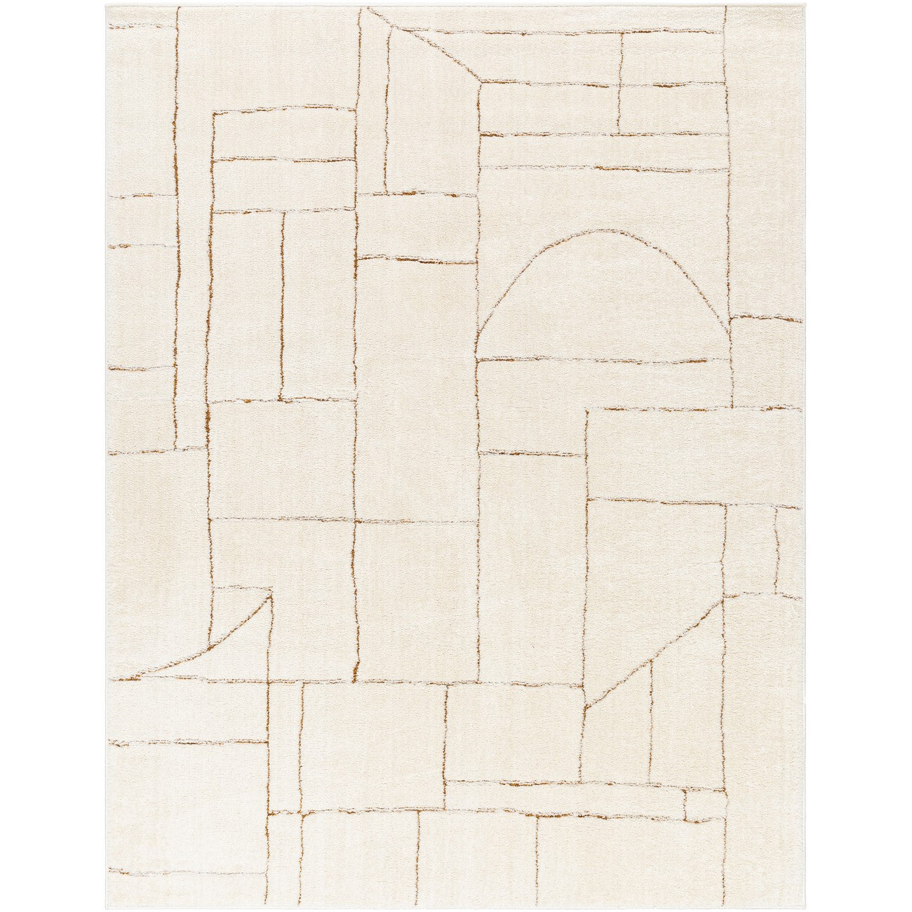 LISA Scandi Modern High Pile Ivory/Brown Area Rug Flat