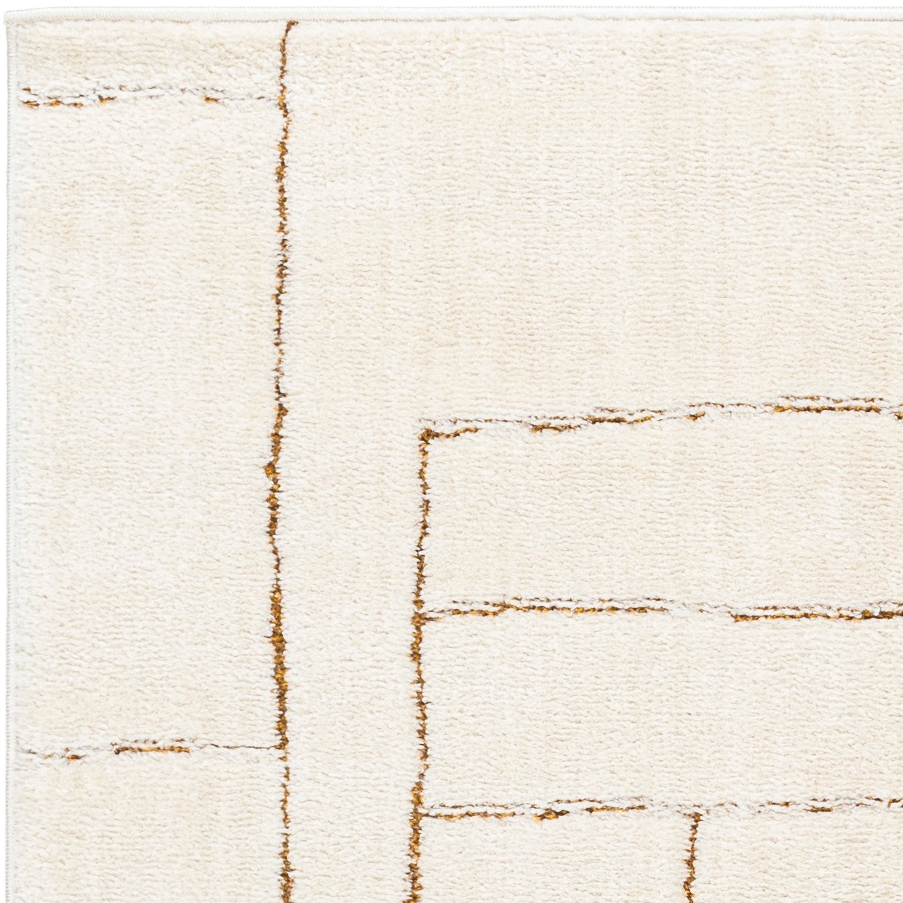 LISA Scandi Modern High Pile Ivory/Brown Area Rug Zoom