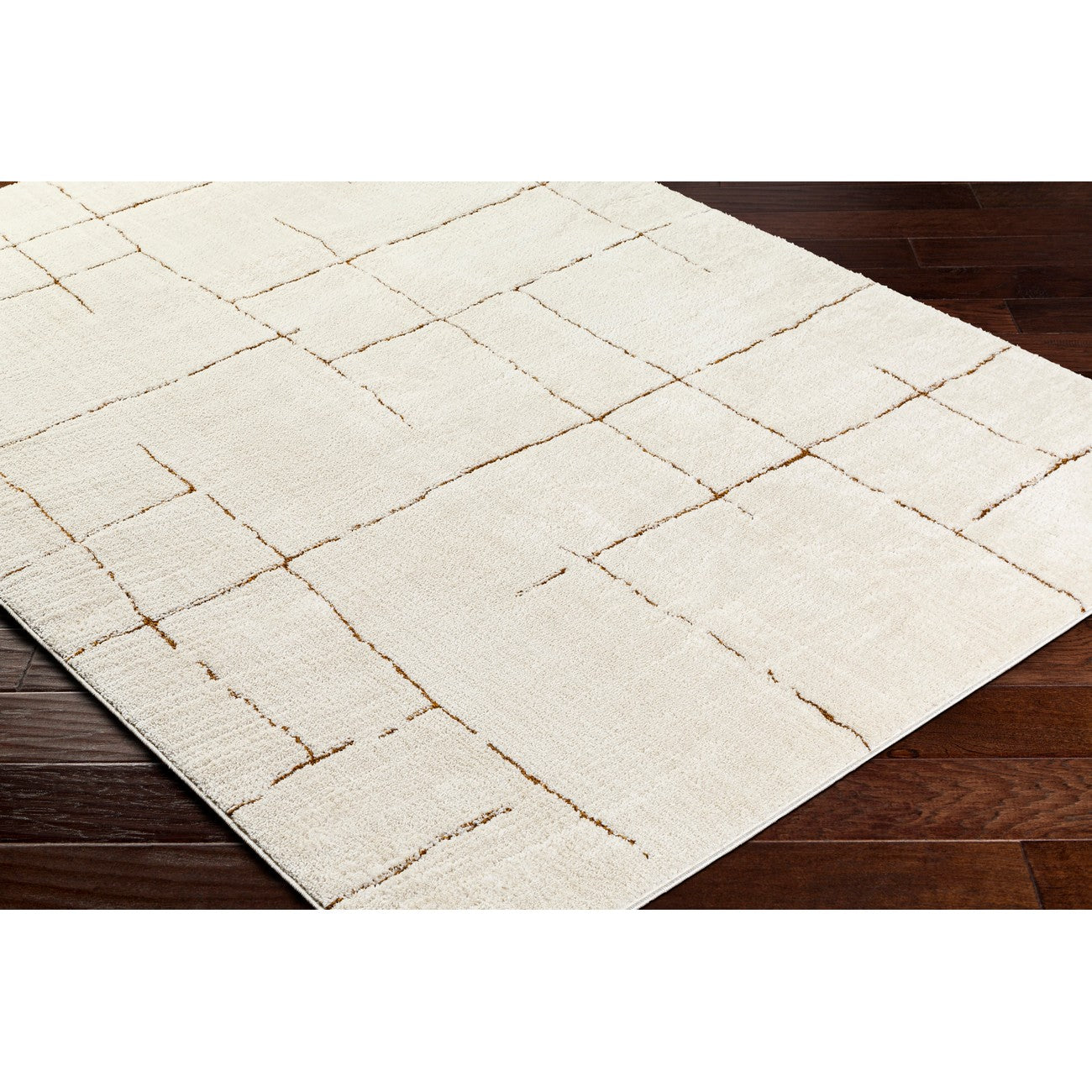 AVA Scandi Modern High Pile Ivory/Brown Area Rug Corner