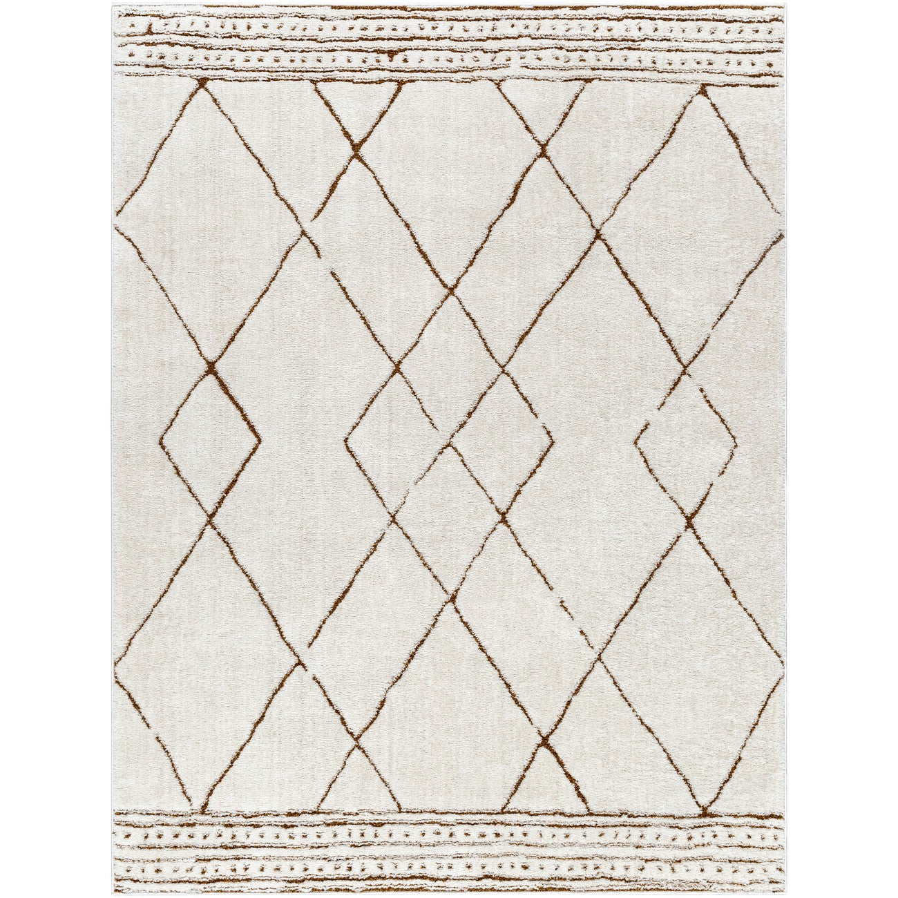 HANNAH Berber Modern High Pile Ivory/Brown Area Rug