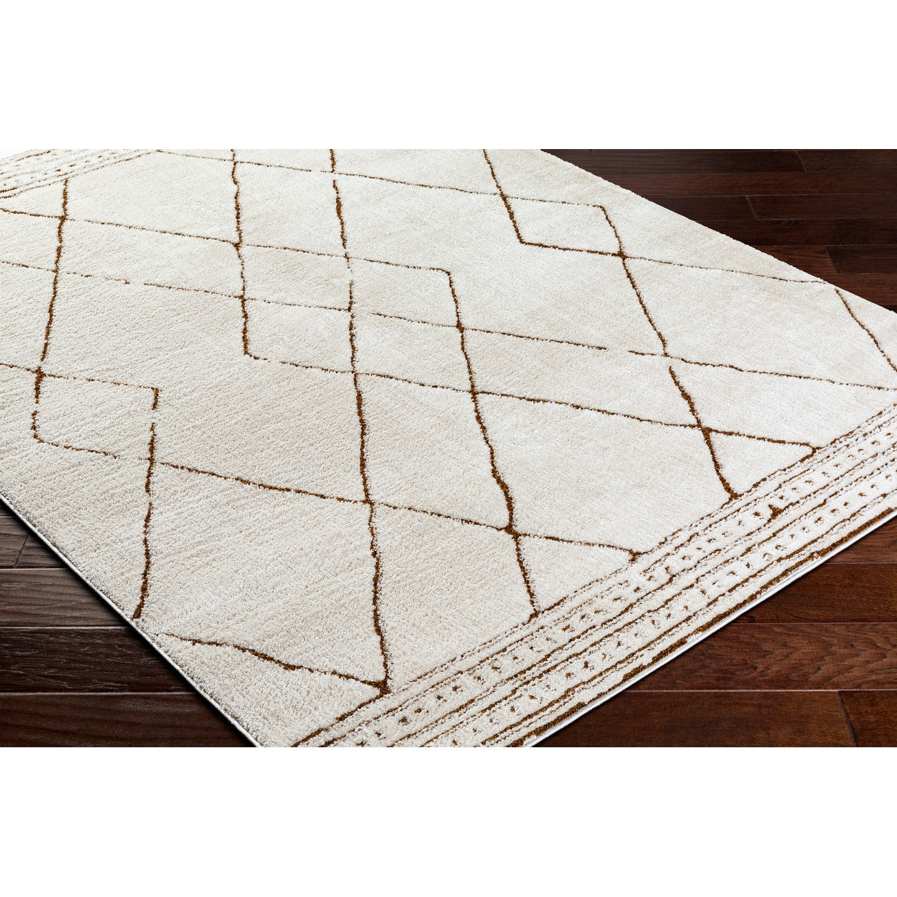 HANNAH Berber Modern High Pile Ivory/Brown Area Rug