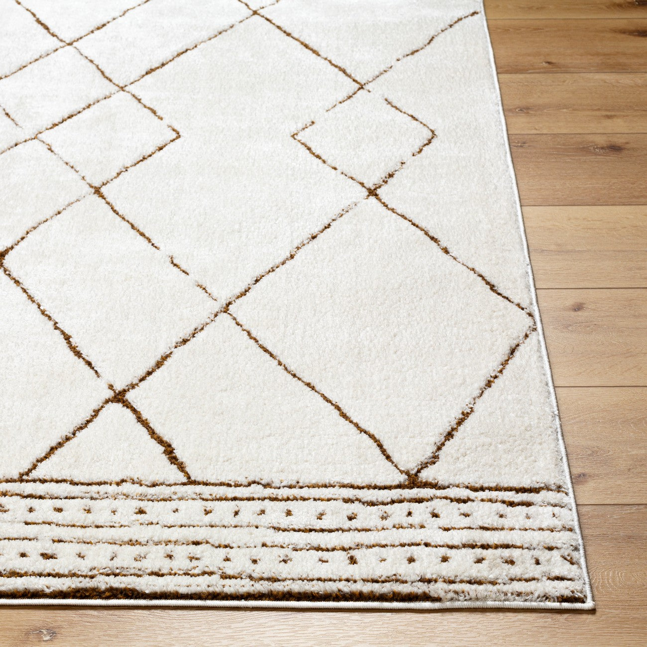 HANNAH Berber Modern High Pile Ivory/Brown Area Rug