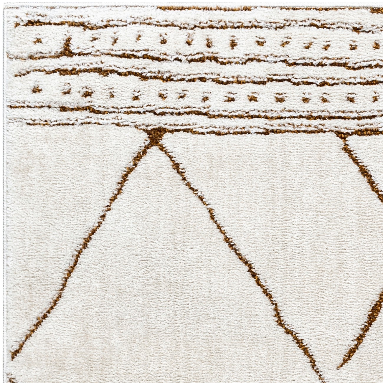 HANNAH Berber Modern High Pile Ivory/Brown Area Rug