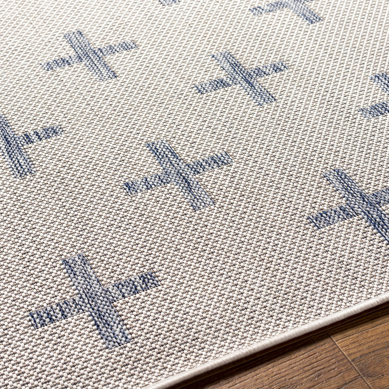 GAVINA Indoor & Outdoor Global Dark Blue Area Rug Texture