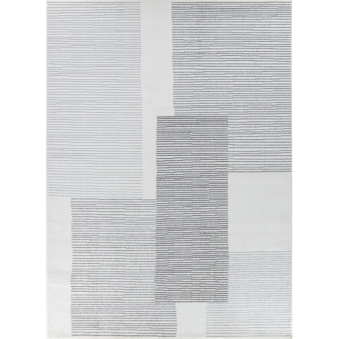 GINA Scandi Modern White/Grey Area Rug Flat