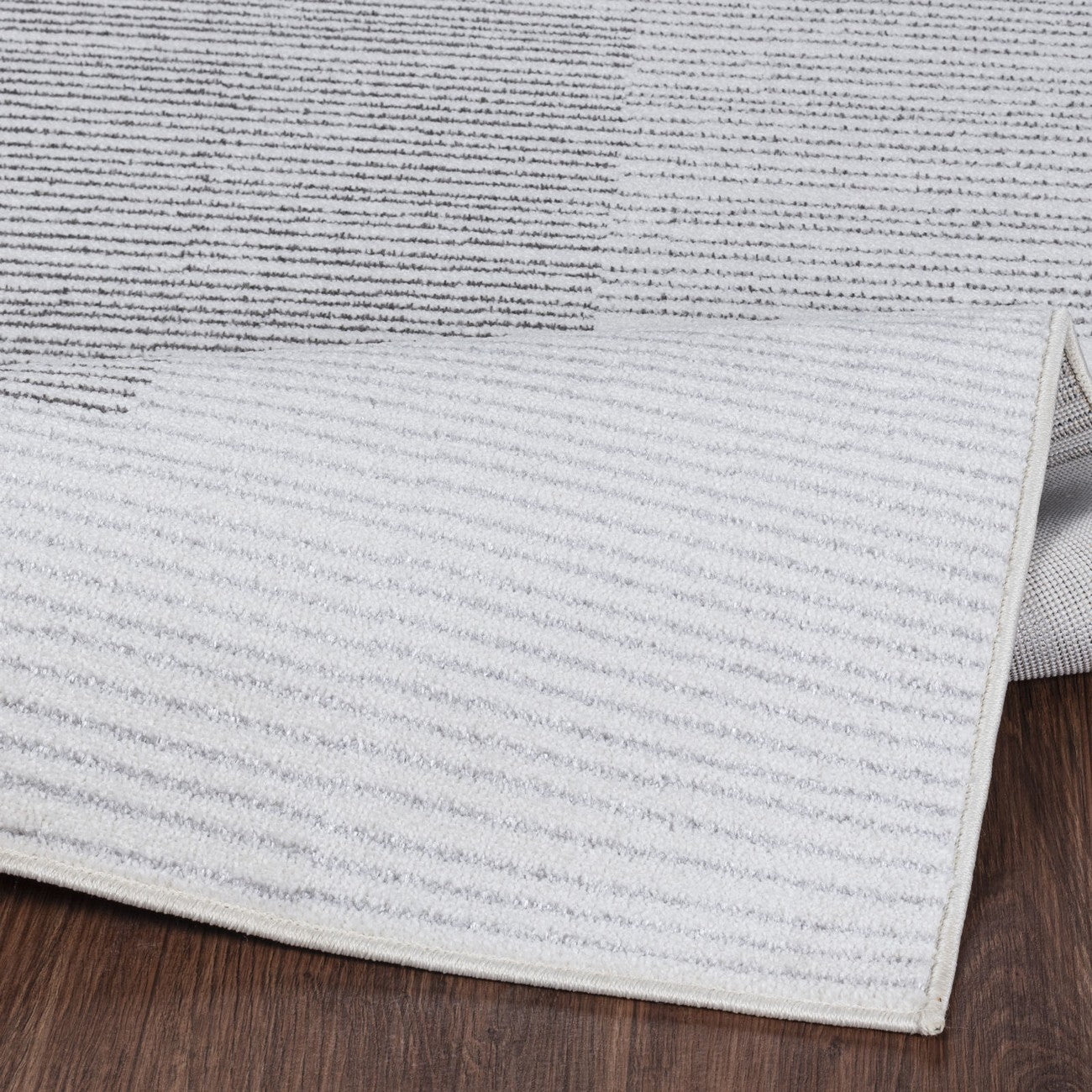 GINA Scandi Modern White/Grey Area Rug Fold