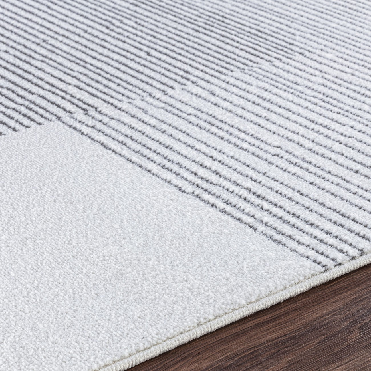 GINA Scandi Modern White/Grey Area Rug Texture