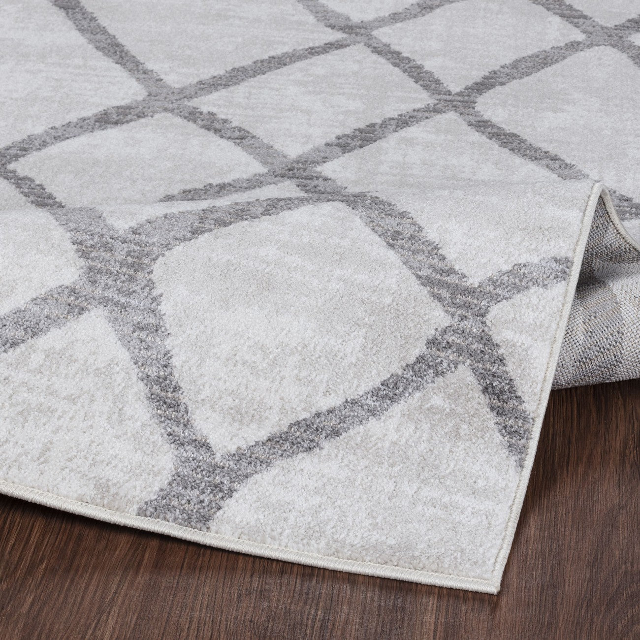 GLORIA Scandi Modern White/Grey Area Rug Fold