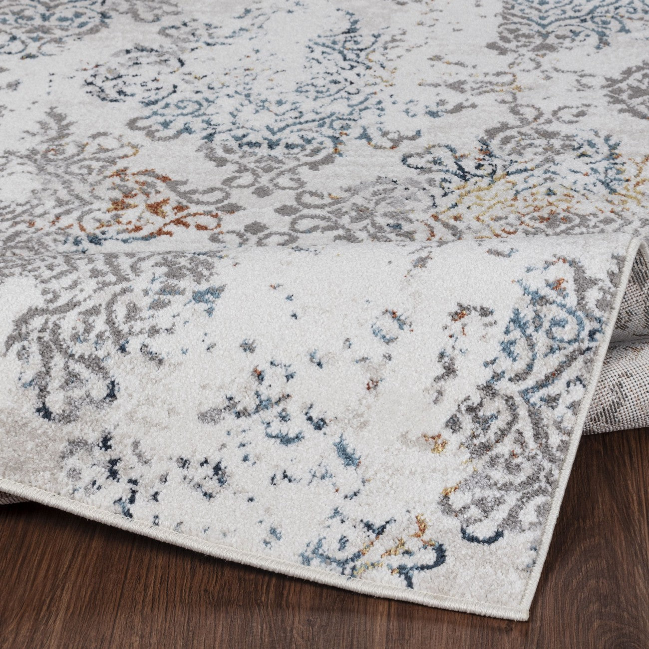 HARU Vintage Traditional Oriental Boho Blue/Orange Area Rug