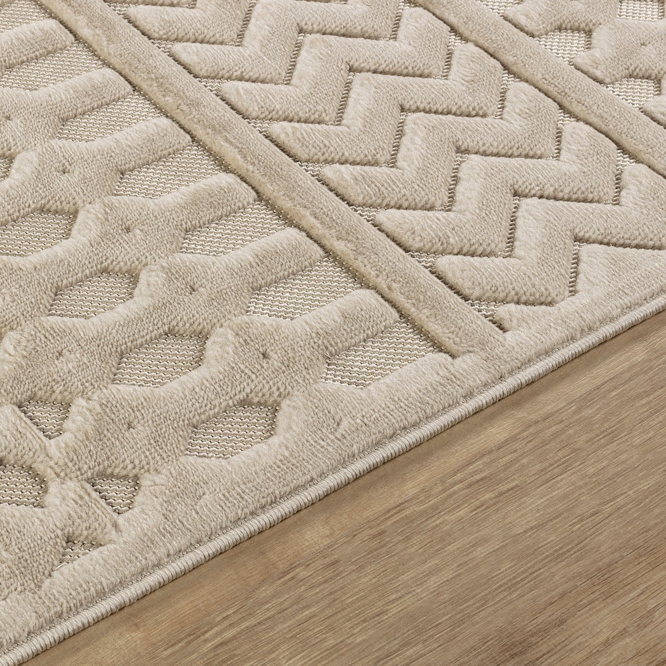 HARUKA Indoor & Outdoor 3D High & Low Pile Textured Beige Area Rug Texture