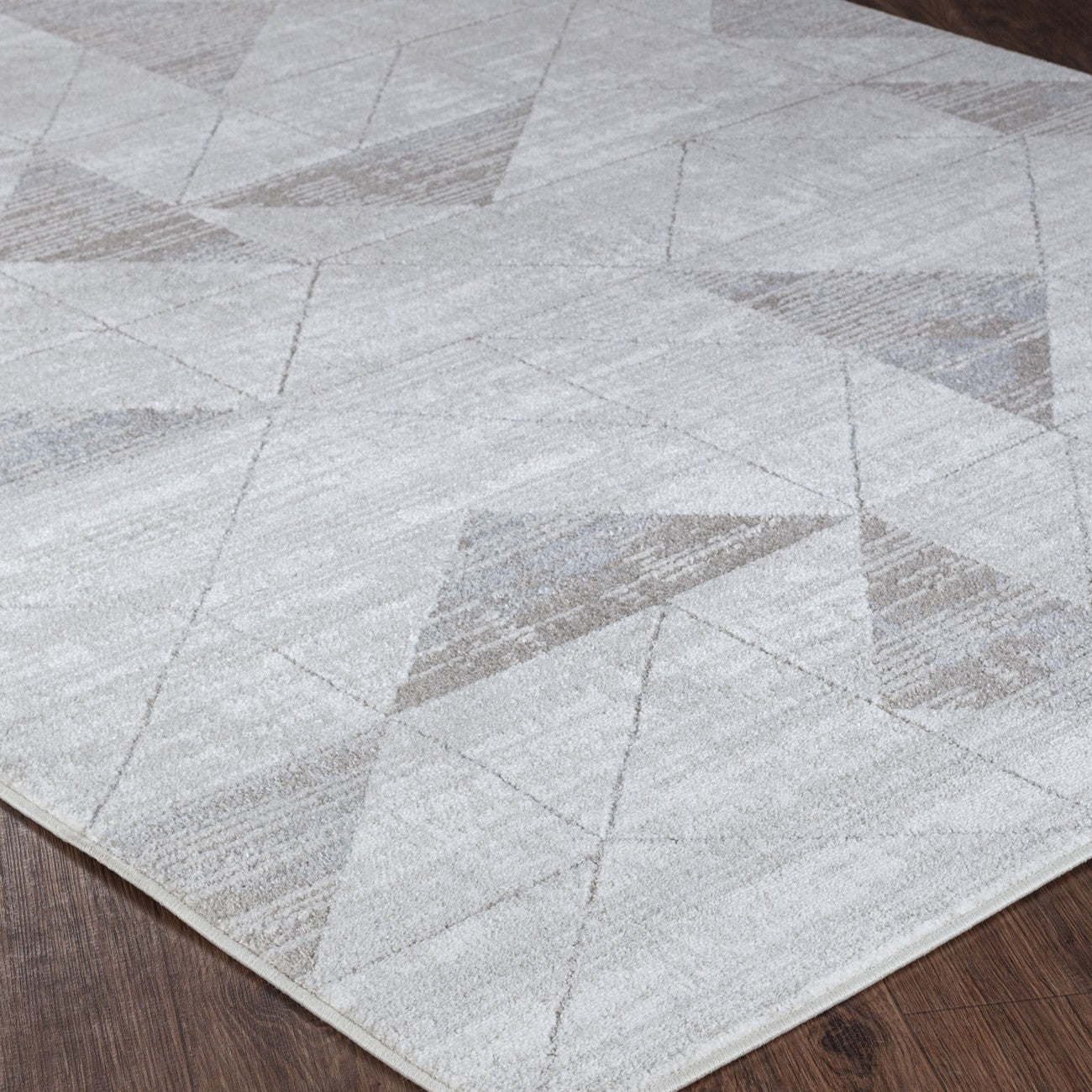 HAVEN Scandi Geometric White/Grey Area Rug Corner
