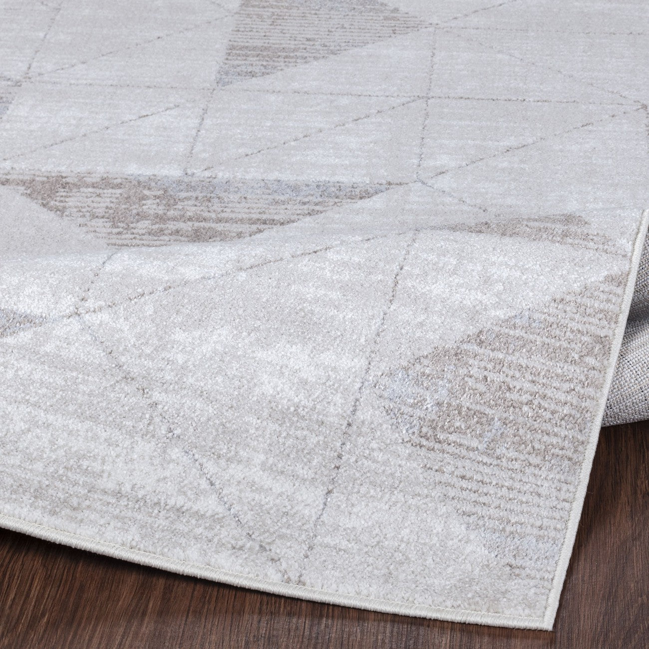 HAVEN Scandi Geometric White/Grey Area Rug Fold