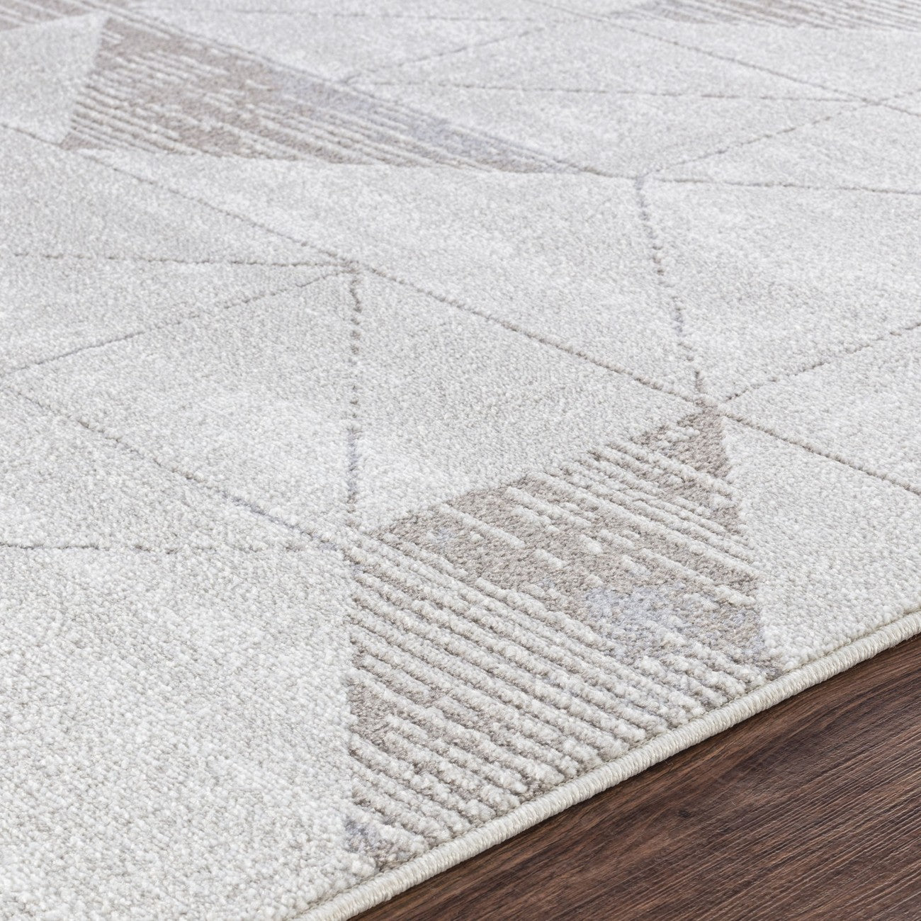 HAVEN Scandi Geometric White/Grey Area Rug Texture