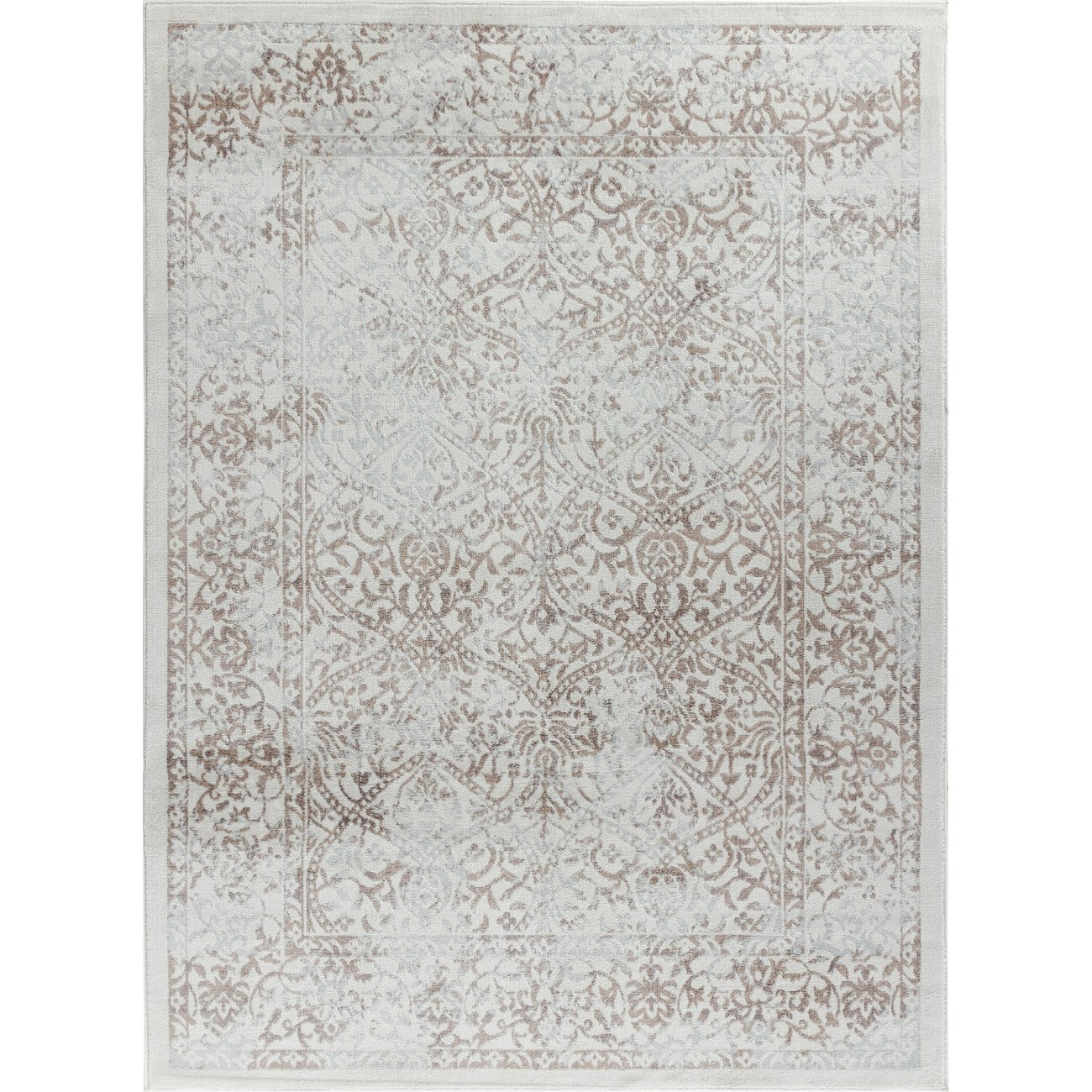 HAZEL Vintage Traditional Oriental Boho Tan/Ivory Area Rug