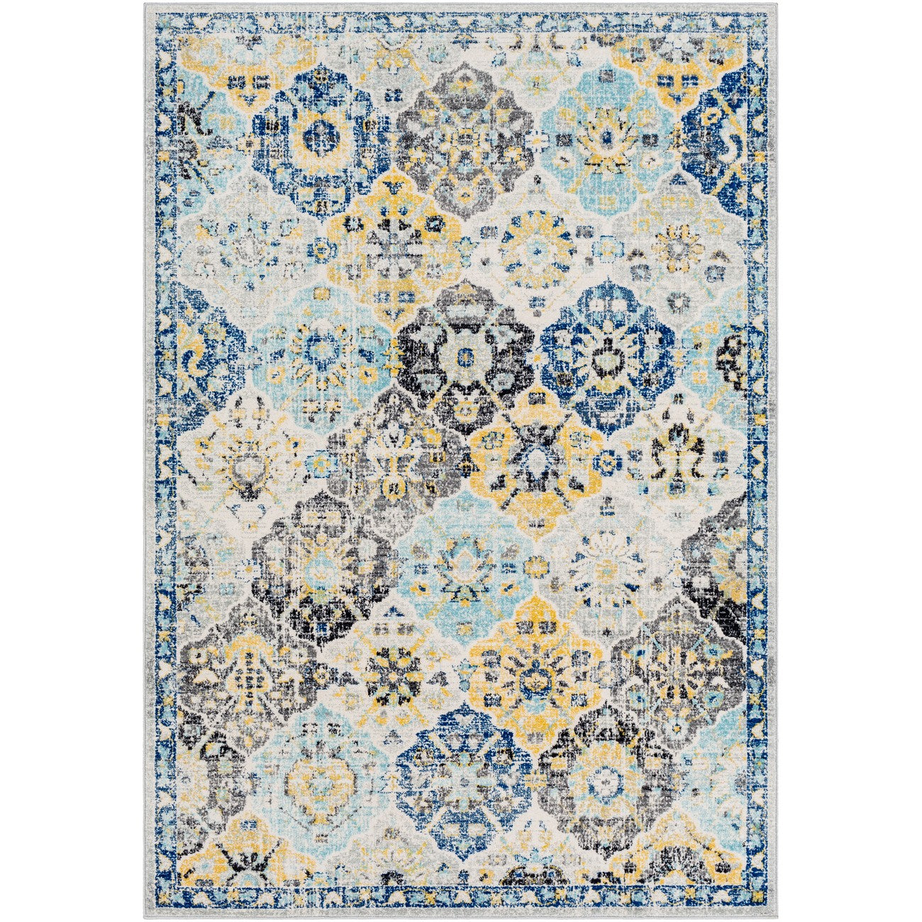 INES Vintage Traditional Oriental Boho Dark Blue Area Rug Flat