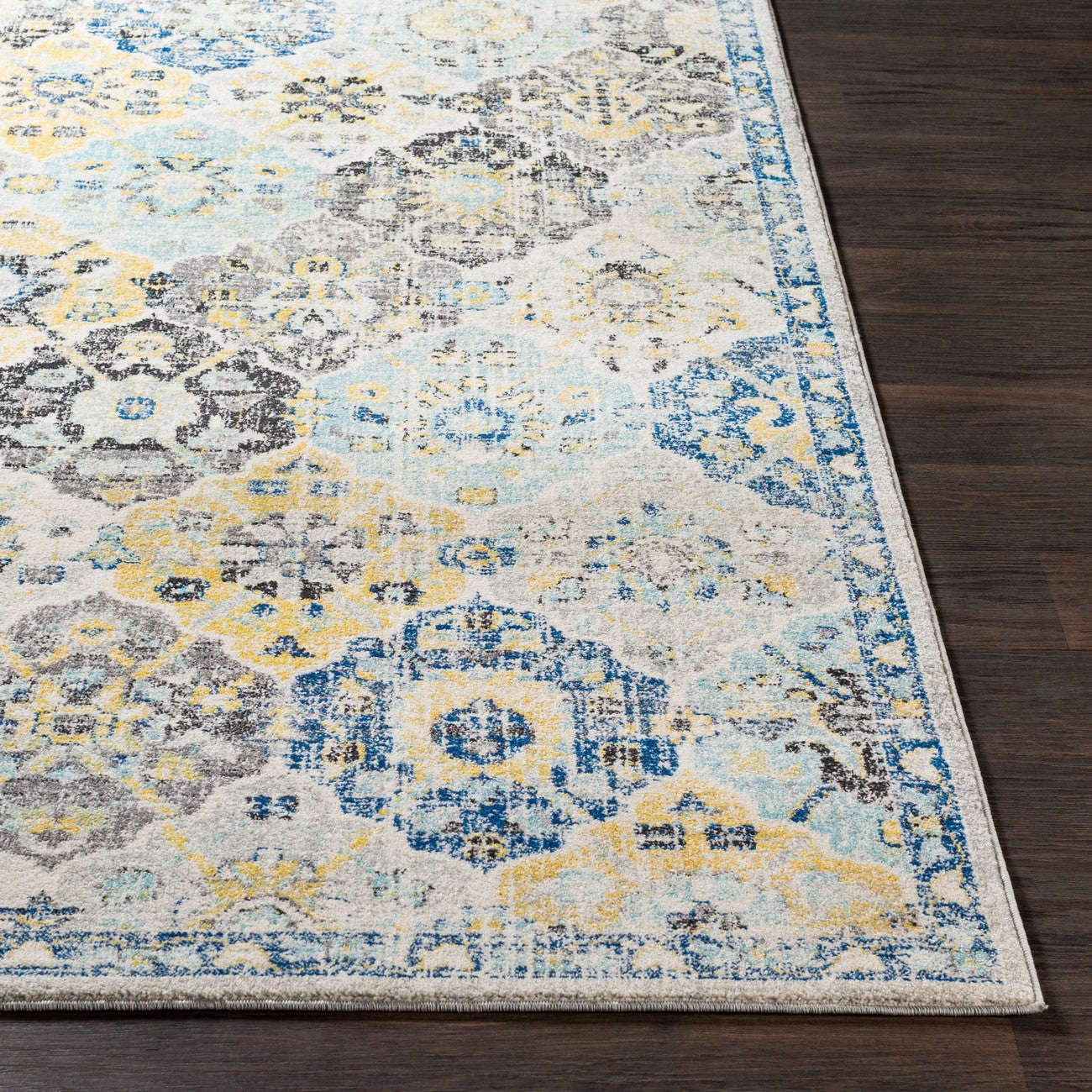INES Vintage Traditional Oriental Boho Dark Blue Area Rug Front