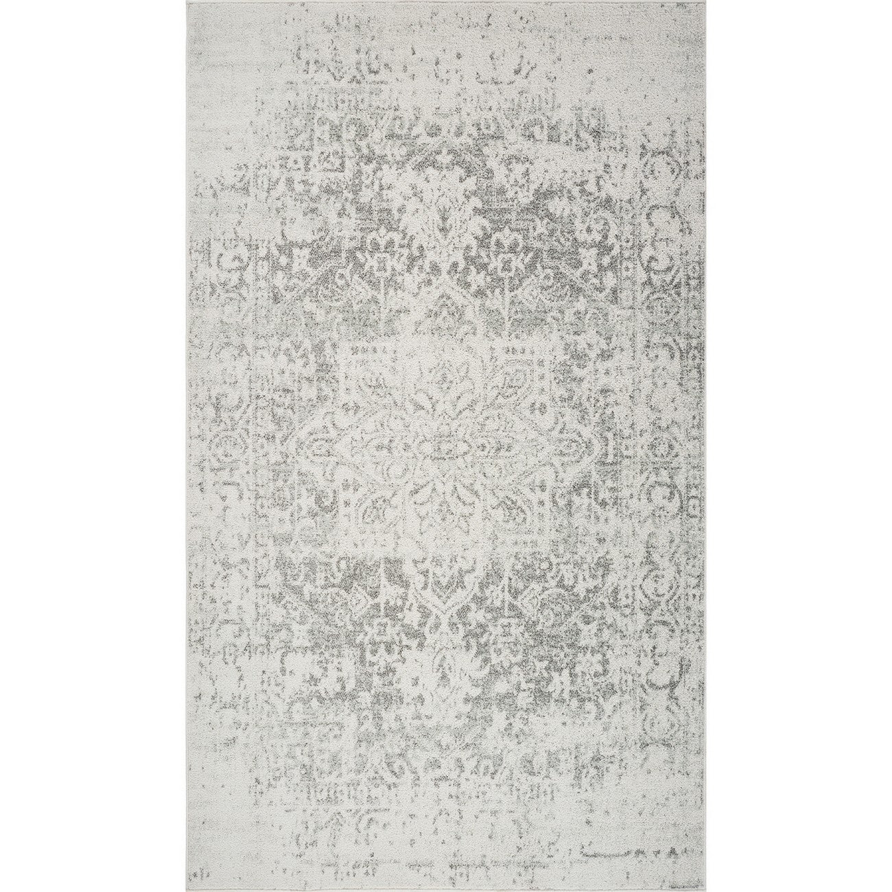JULIETTE Vintage Traditional Oriental Boho Grey/White Area Rug Flat