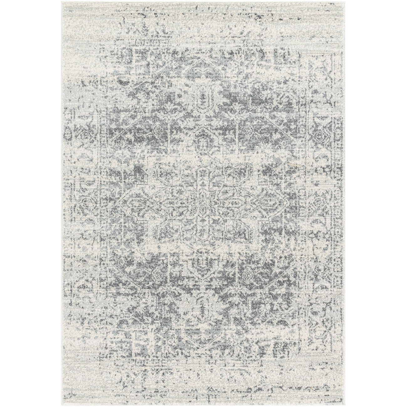 JULIETTE Vintage Traditional Oriental Boho Grey/White Area Rug Flat