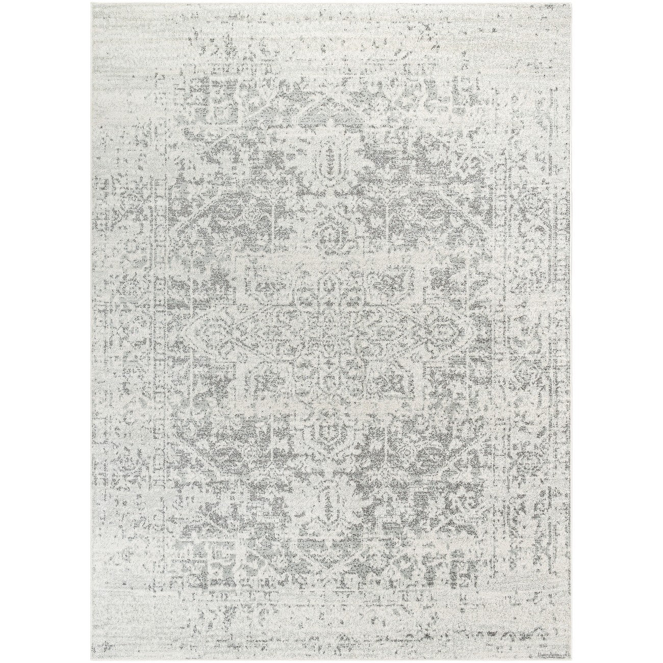 JULIETTE Vintage Traditional Oriental Boho Grey/White Area Rug Flat
