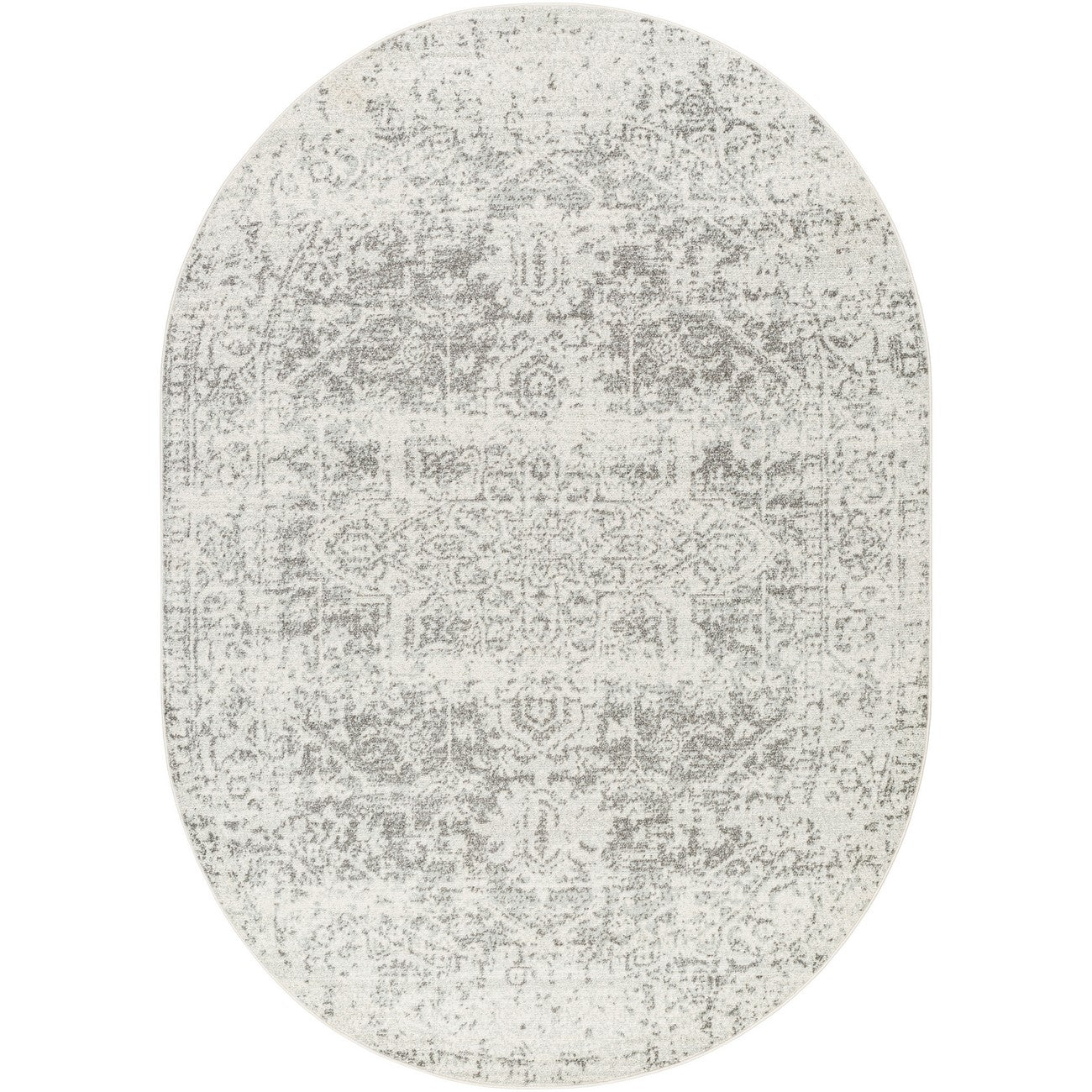 JULIETTE Vintage Traditional Oriental Boho Grey/White Area Rug Flat