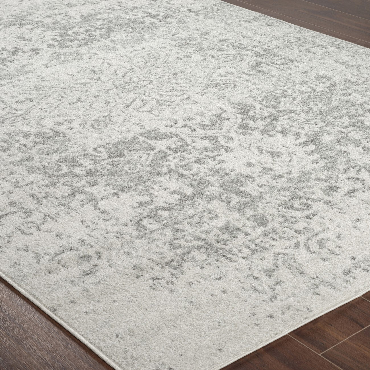 JULIETTE Vintage Traditional Oriental Boho Grey/White Area Rug Corner