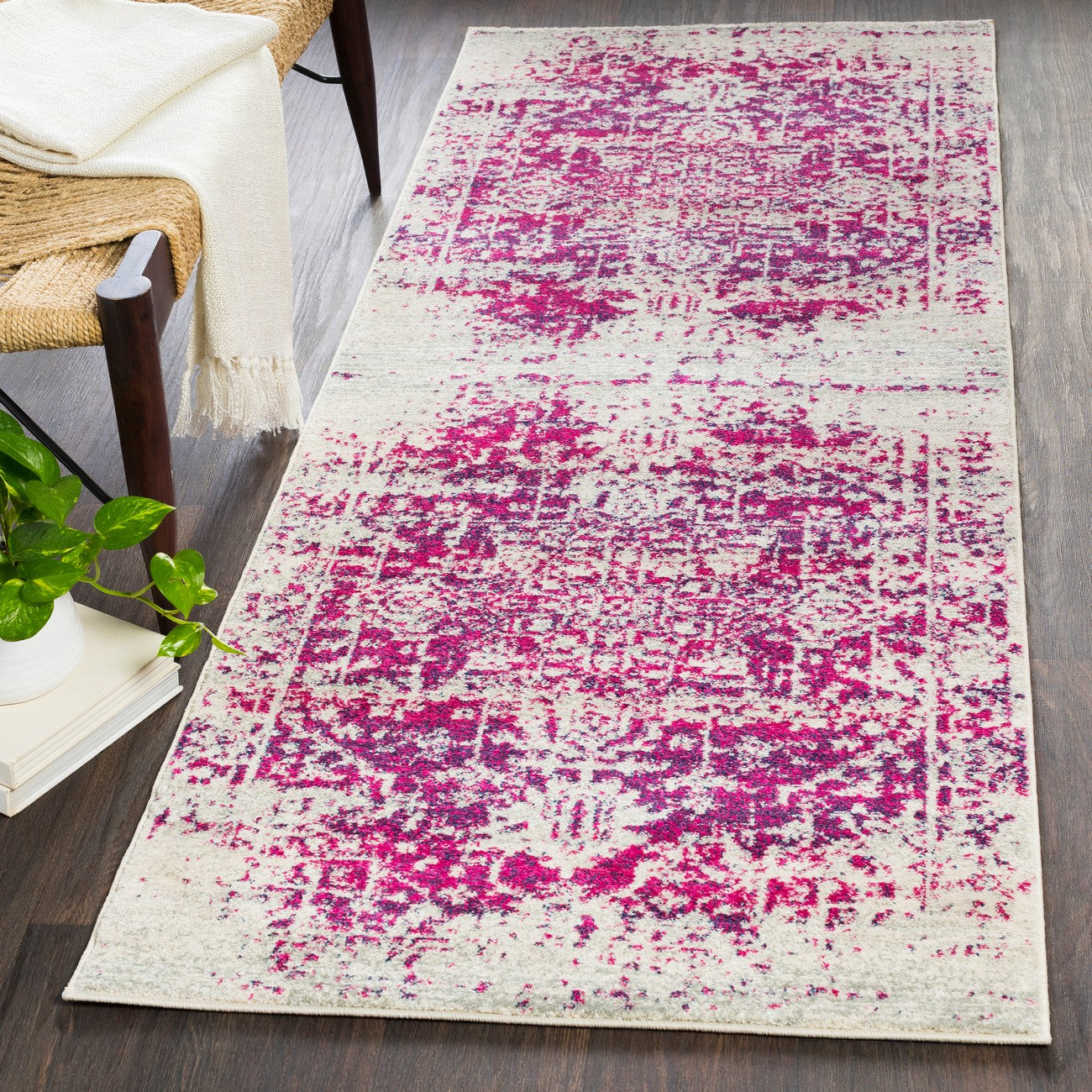 JULIETTE Vintage Traditional Oriental Boho Burgundy Area Rug Roomscene