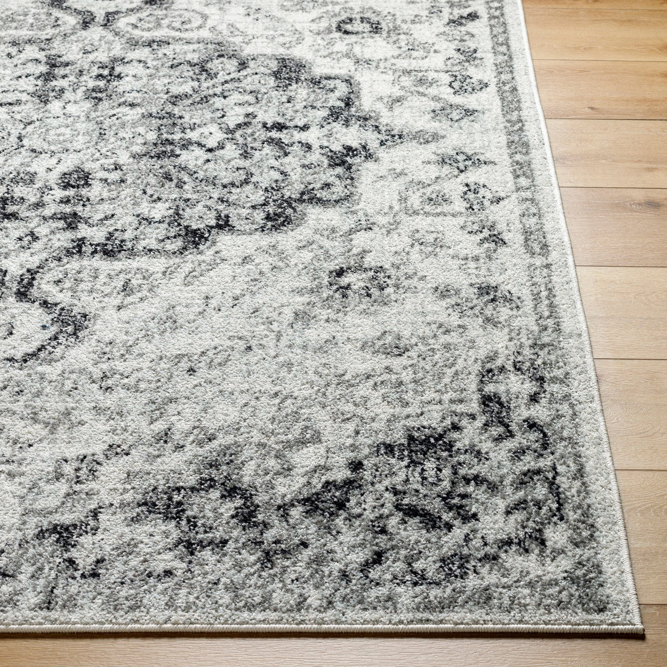 LOU Vintage Traditional Oriental Boho Black/Grey Area Rug
