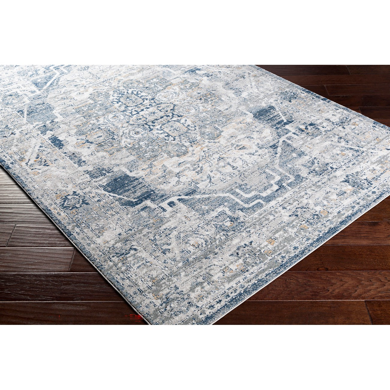 ISABELLA Vintage Traditional Oriental Boho Medium Grey Area Rug Corner