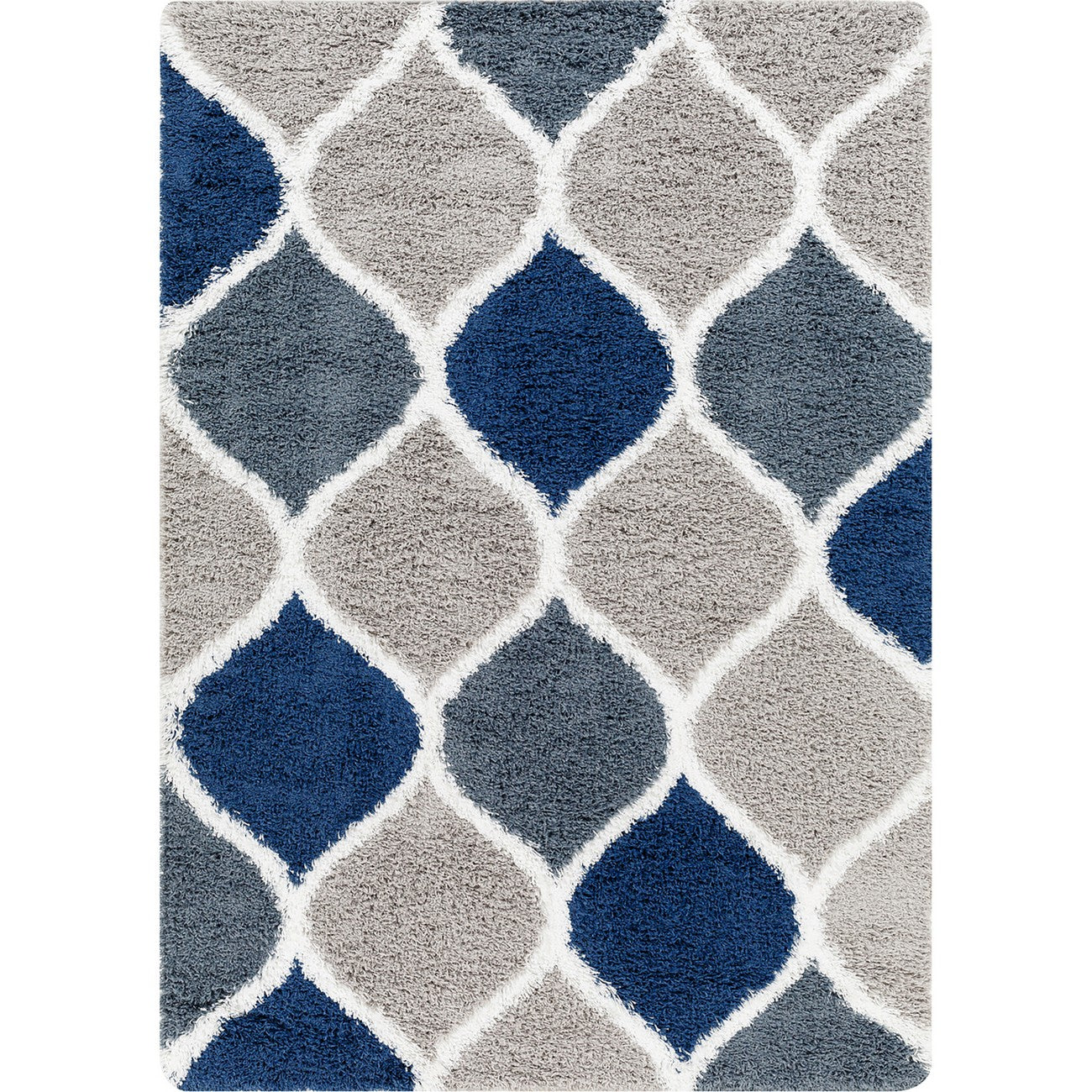 JUDY Shaggy Cottage Plush Pile Light Grey Area Rug Flat