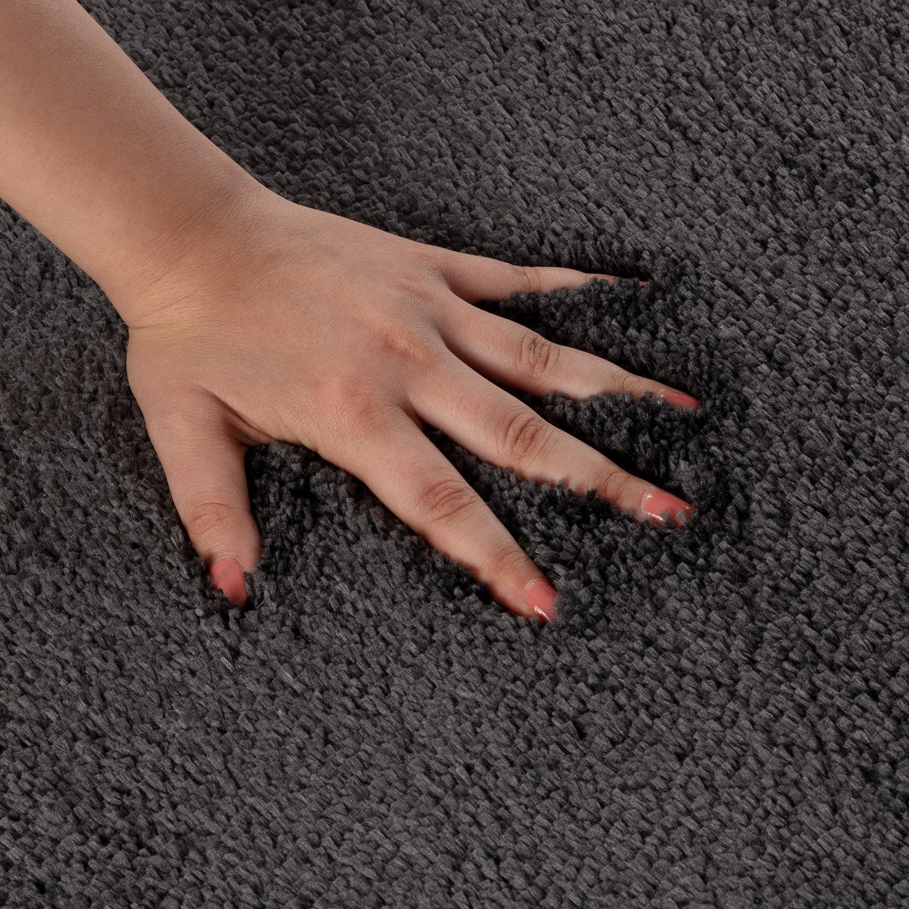 JUNE Machine Washable Non-Slip Grey Bathroom Rug Front